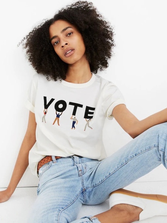 Madewell Tops - Madewell Women’s White Vote Graphic Tomboy Tee, Size XS